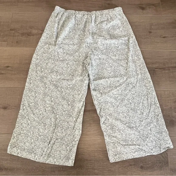 Eileen Fisher Wide Leg Crop Pants Women M Broken Chevron Tencel Ivory Black $238 - Picture 4 of 8